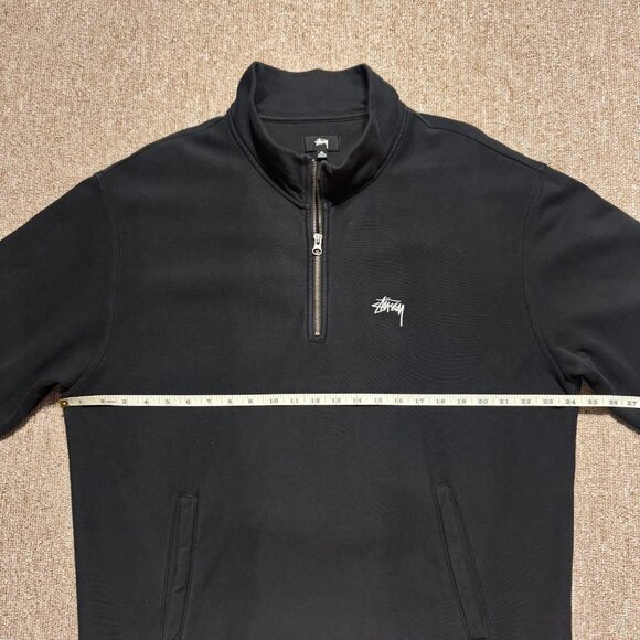 Stussy Stock Logo Mock Neck Quarter 1/4 Zip Sweatshirt Black Mens XL - Picture 6 of 9